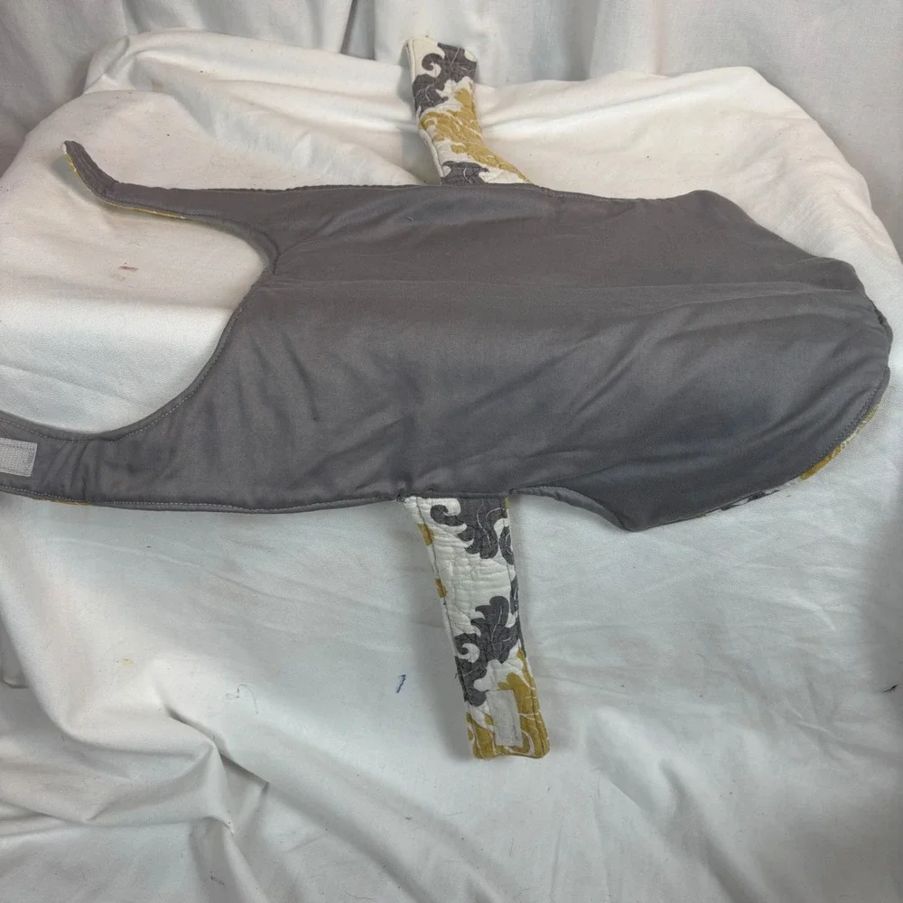Handmade Quilted Dog Vest Yellow Grey Damask Floral Pet‎ Jacket Small Medium